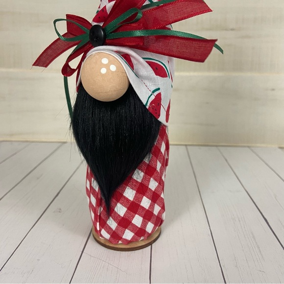 Watermelon Gnome Red White Green Tiered Tray Farmhouse Home Decor Summer Picnic - Picture 7 of 11